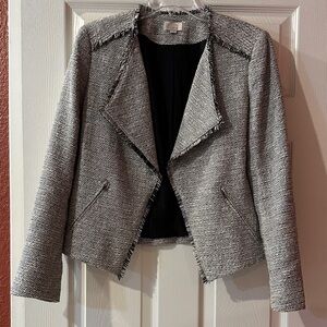 LOFT Black and White Textured Blazer